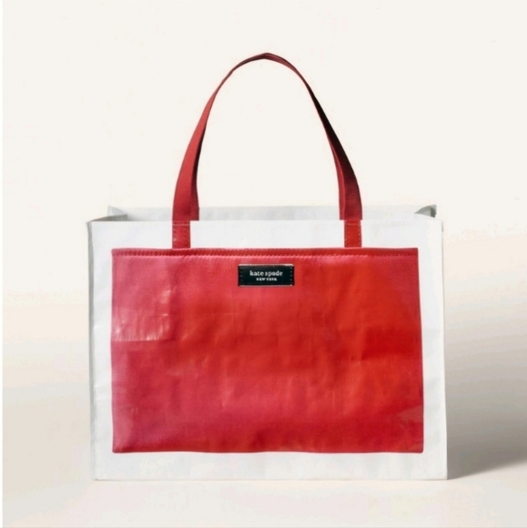 kate spade Handbags - Kate Spade Red and White Tote Bag 18" by 24" by 10"